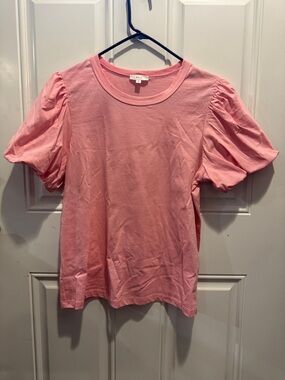A.L.C. Bubblegum Pink Puff-Sleeve Crewneck Tee